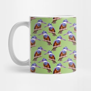 Ringed kingfisher tropical bird pattern Mug